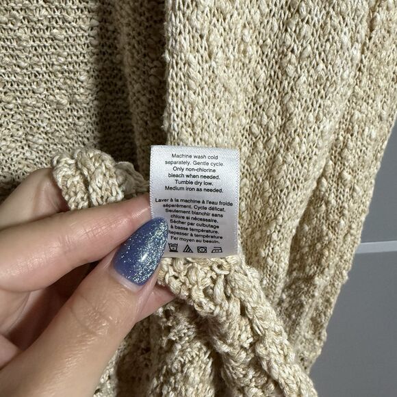 Coldwater Creek Pointelle Intrigue Popcorn Crochet Knit Open Front Cardigan Med - Picture 7 of 7